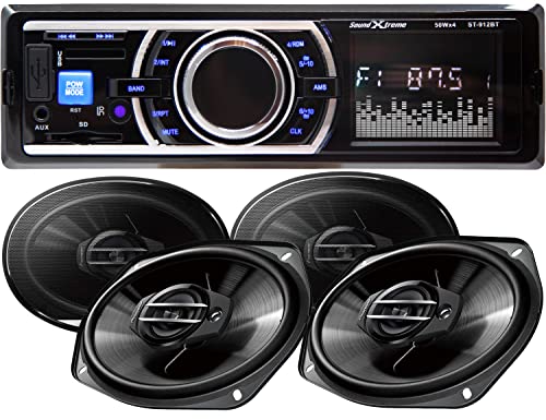 SoundXtreme ST-912 200W Single Din Digital Media Player Stereo Receiver with Bluetooth/USB/FM / MP3 with Detachable Face with 4X Pioneer 6x9 400W Car Speaker (2 Pairs) Bundle SoundXtreme ST-912 200W Single Din Digital Media Player Stereo Receiver with Bluetooth/USB/FM / MP3 with Detachable Face with 4X Pioneer 6x9 400W Car Speaker (2 Pairs) Bundle